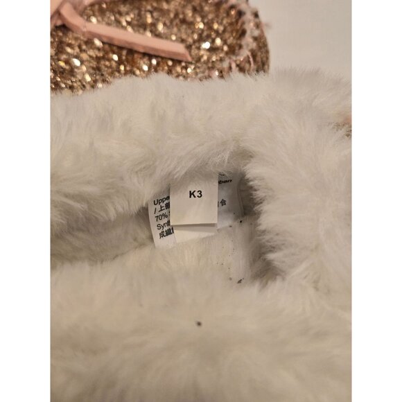 Crewcuts by J.Crew Kid's Gold and Pink Slippers w white Size K3 - Picture 7 of 8